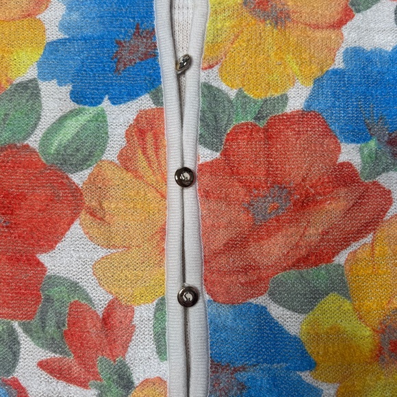 St. John Sport by Marie Gray Blue Orange Floral Shell Cardigan Set Size Medium - Picture 3 of 11